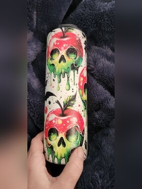 Artistic Red & Green Skull Apple Stainless Water Bottle